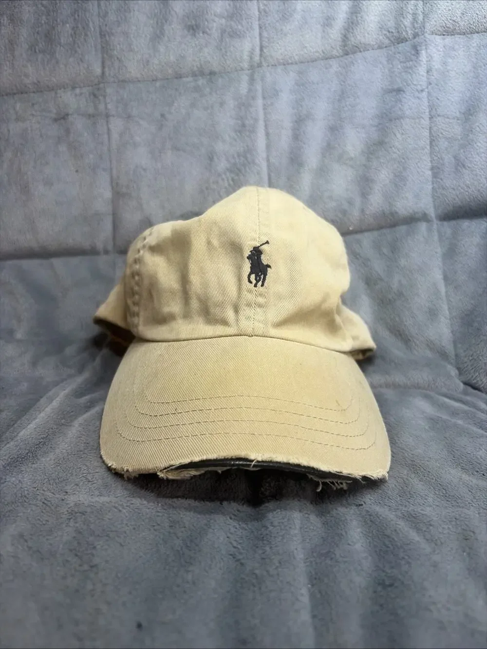 Polo Ralph Lauren Hat Cap Strap Back Mens One Size Beige Leather Pony Logo